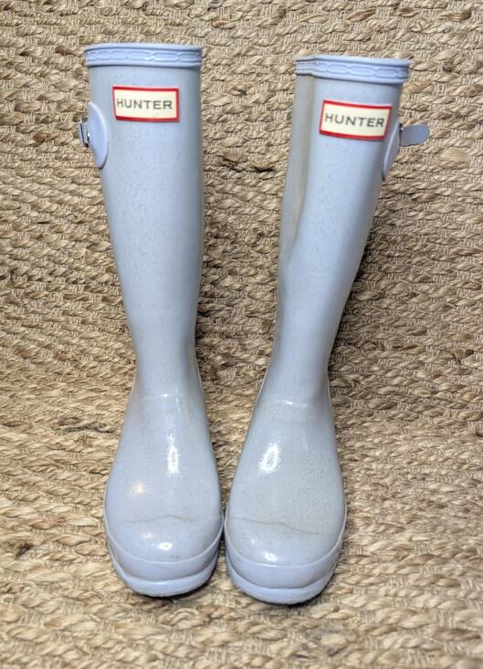 Hunter Shoes - Hunter Original Tall Rain Boots Blue Sparkle Women's 6 Outdoor Waterproof